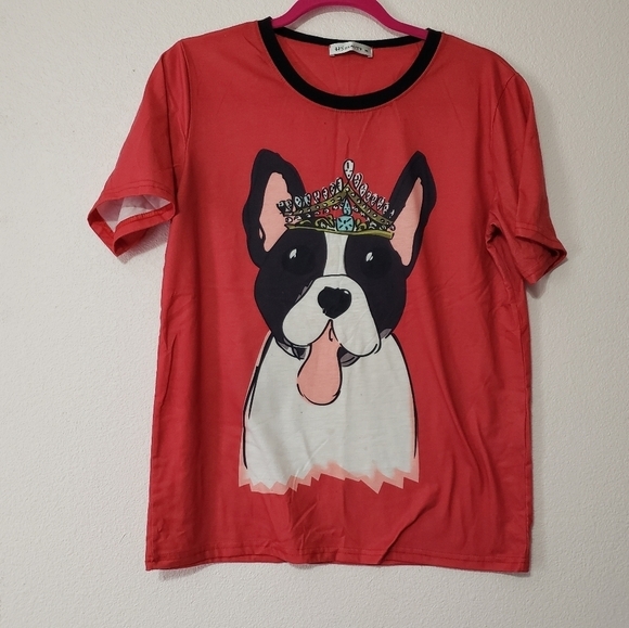 HS Beauty Boston Terrier Red T-Shirt Size M - Picture 1 of 3